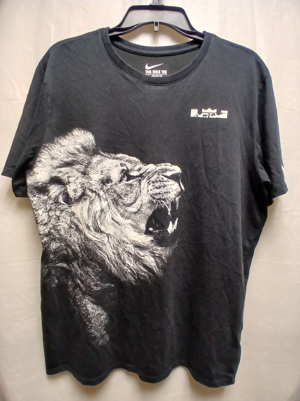 Nike Black Short Sleeve Tee with White Roaring Lion Graphic & Lebron James Logo